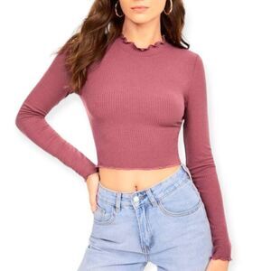 SHEIN MAUVE RIBBED CROP TOP SZ.6 EUC